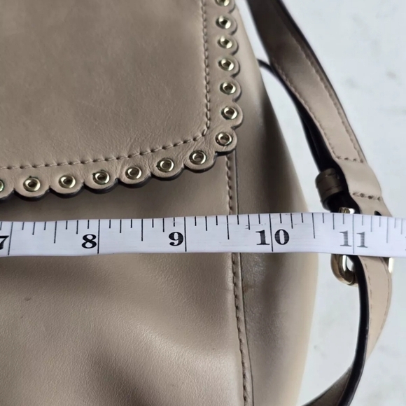 Michael Kors Ava Scalloped Satchel Shoulder Bag Brige Leather Gold Hardware - Picture 15 of 15